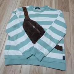 moujonjon 水色と白のストライプ トレーナー