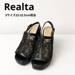 Realta シースルーフラワーウエッジサンダル