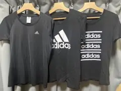 美品 adidas アディダス ブラック レディース 半袖Tシャツ 3点セット