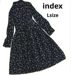 美品 index インデックス ベルト付き プリーツ ロングワンピース 花柄 L