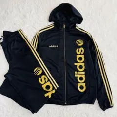 adidas NEO ジャージ上下セット ゴールドロゴ Lサイズ(821)