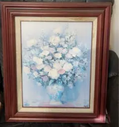 蘭　K. Kojima 油彩画 花瓶の花 金色フレーム　小島　光 蘭 K. Kojima 油彩画 花瓶の花 金色フレーム 小島 光 - メルカリ