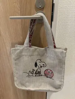 スヌーピー　リバティコラボ　麻ミニトートバッグ