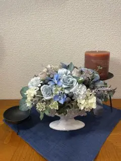 フラワーアレンジメント＊アーティフィシャルフラワー＊造花＊ブルー系アレンジメント