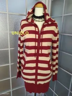 美品★UNIQLO ユニクロ ボーダー ニットパーカー ワンピース チュニック