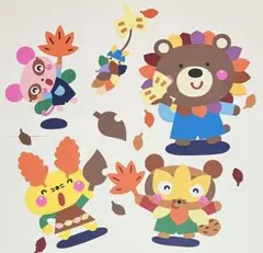 壁面飾り　葉っぱで変身！　秋のサムネイル