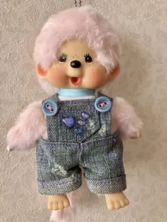 【限定品】ハンドメイド　サロペット　キーチェーン　モンチッチ　ダメージデニム