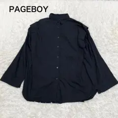ページボーイ PAGEBOY 長袖シャツ 袖取り外し ブラック F 無地 綿