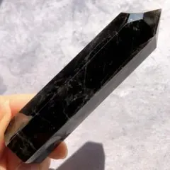 【超特大！漆黒！虹入り！虹多め】最強魔除け　天然石　モリオン　ポイント