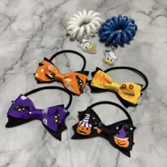 ハロウィンリボンヘアゴム4個セット　ドナルドヘアゴム