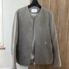 INHERIT グレー ノーカラージャケット ブルゾン Sサイズ