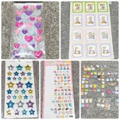 シールセット 3D ハート 星 レトロ ねこ 動物 ぷっくり シール
