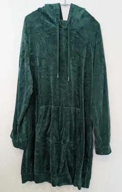 NO BOUNDARIES フード付パーカー ベロア生地 Lサイズ