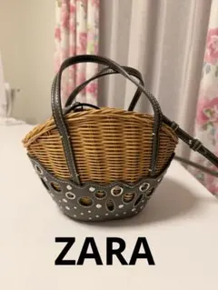 ZARA かごバッグ 2WAY ショルダーバッグ 編み込みデザイン 春夏 人気