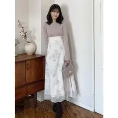 【マーキュリーデュオ】フラワードッキングロングスリーブワンピース