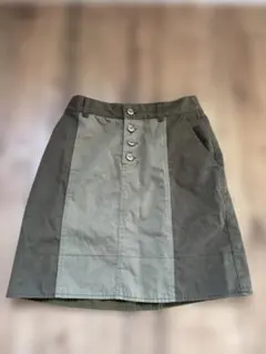 オリーブグリーン ボタン付きミニスカート