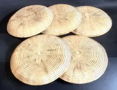 美品 【祖】 露地笠 5枚 70cm 露地道具 数寄屋笠 竹皮 掛け紐付（F①