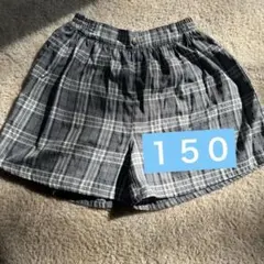 150cm グレー チェック柄 ハーフパンツ