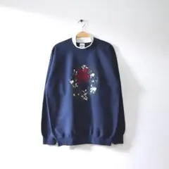ギルダン オールド クリスマス スウェット レディースM GILDAN 紺 古着