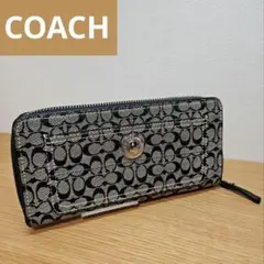 COACH シグネチャー ジャガード キャンバス ラウンドファスナー 長財布