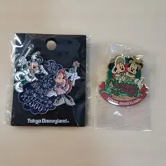 東京ディズニーランド ミッキー ミニークリスマス ピンバッジ 2個セット
