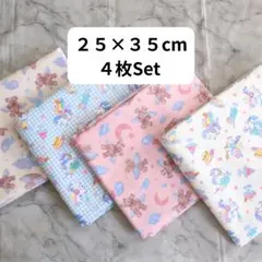 ２５×３５/ランチョンマット/4枚/ハンドメイド/ホワイトピンク