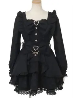 新品未開封 LIZLISA フロントティアードシフォンワンピース ブラック