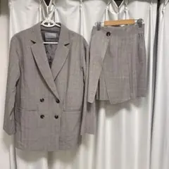 グレー ダブルブレスト ジャケット スカートセットアップ