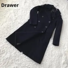 ドゥロワー Drawer ダブルブレストロングコート サイズ36（S相当）黒