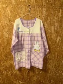 保育士エプロン　長袖　ミッフィー　ピンク　割烹着　M〜Lサイズ