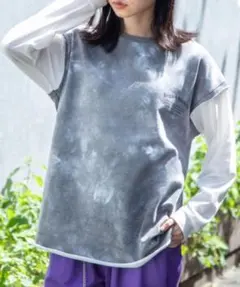 WEGO タイダイ柄 スエット　ドッキング 長袖カットソー ロンT　重ね着風