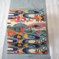 ⭐️お客様決定⭐️型染めの名古屋帯▪アイボリー地紅型風流水、菊、松竹梅で鮮やかな