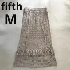 【タグ付き】fifth 　クロシェ編み　サマーニットスカート　ベージュ　Mのサムネイル