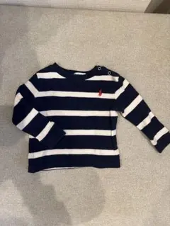 Ralph Lauren 6M ネイビー/ホワイトストライプ 長袖シャツ