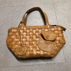 zucchero ショルダーバッグ　編み込み　茶色　ブラウン