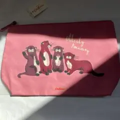 新品　Cath Kidston キャスキッドソンポーチピンク　オッター　カワウソのサムネイル