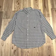 美品 PAPAS パパス 長袖リネンシャツ 自転車ロゴ刺繍 メンズ