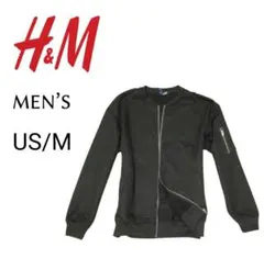 メンズ 海外M◇H&M◇春物スゥエット地ボマージャケット 黒