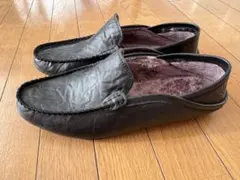 メンズ レザー ローファー ブラック ボア付きのサムネイル