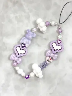 ビーズストラップ スマホストラップ 携帯ストラップ ฅ۶•ﻌ•♡