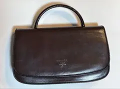 超希少‼️PRADA プラダロゴ　レザー ハンドバッグ ヴィンテージ