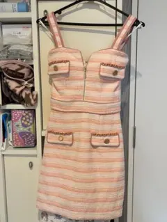 ピンク タイトフィットドレス ジッパー付き
