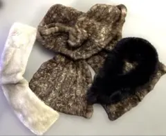 リアルファー　ストール　マフラー　ショール3点セット