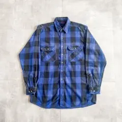90s DAKOTA ブルー ブラック ブロックチェック ヘビーネル ネルシャツ