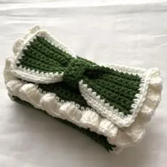 【専用商品】ハンドメイド 編み物 ポーチ ペンケース 筆箱 リボン フリル