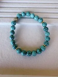 ターコイズ ブレスレット 8.4mm 天然石　高品質