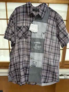週末特価❣️ ドラッグストアーズ 半袖チェックシャツ　ブルー　サイズＦのサムネイル