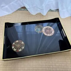 漆器製おぼん花模様