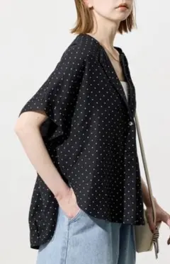 JOURNAL STANDARD レーヨン麻ノーカラースキッパーブラウス　ドットのサムネイル