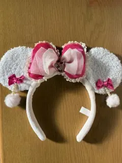 ミニーマウス風カチューシャ ホワイト・ピンク